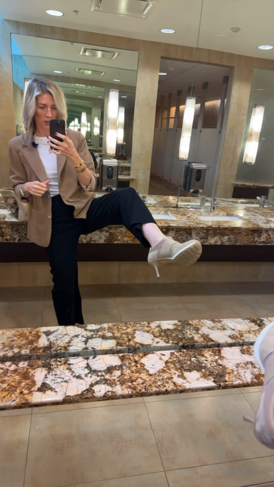 Sneex Sneak Peek!! Obsessed is an understatement. Get them now. Wearing size 12. Anthro Colette pants and Maeve top with Amazon blazer and bauble bar jewels. Wearing a 4 in pants. Small in top and blazer  

#LTKOver40 #LTKTall #LTKootd