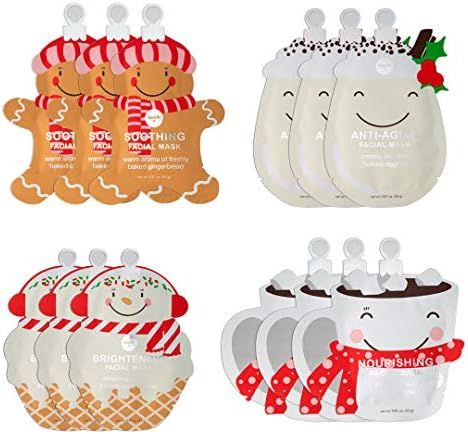 SpaLife Holiday Treats Facial Masks Christmas Masks 12 pack Assorted | Amazon (US)