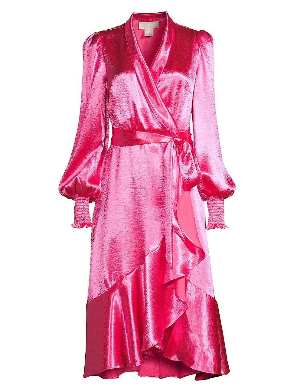 Women's Satin Wrap Midi-Dress - Hot Pink - Size XL | Saks Fifth Avenue