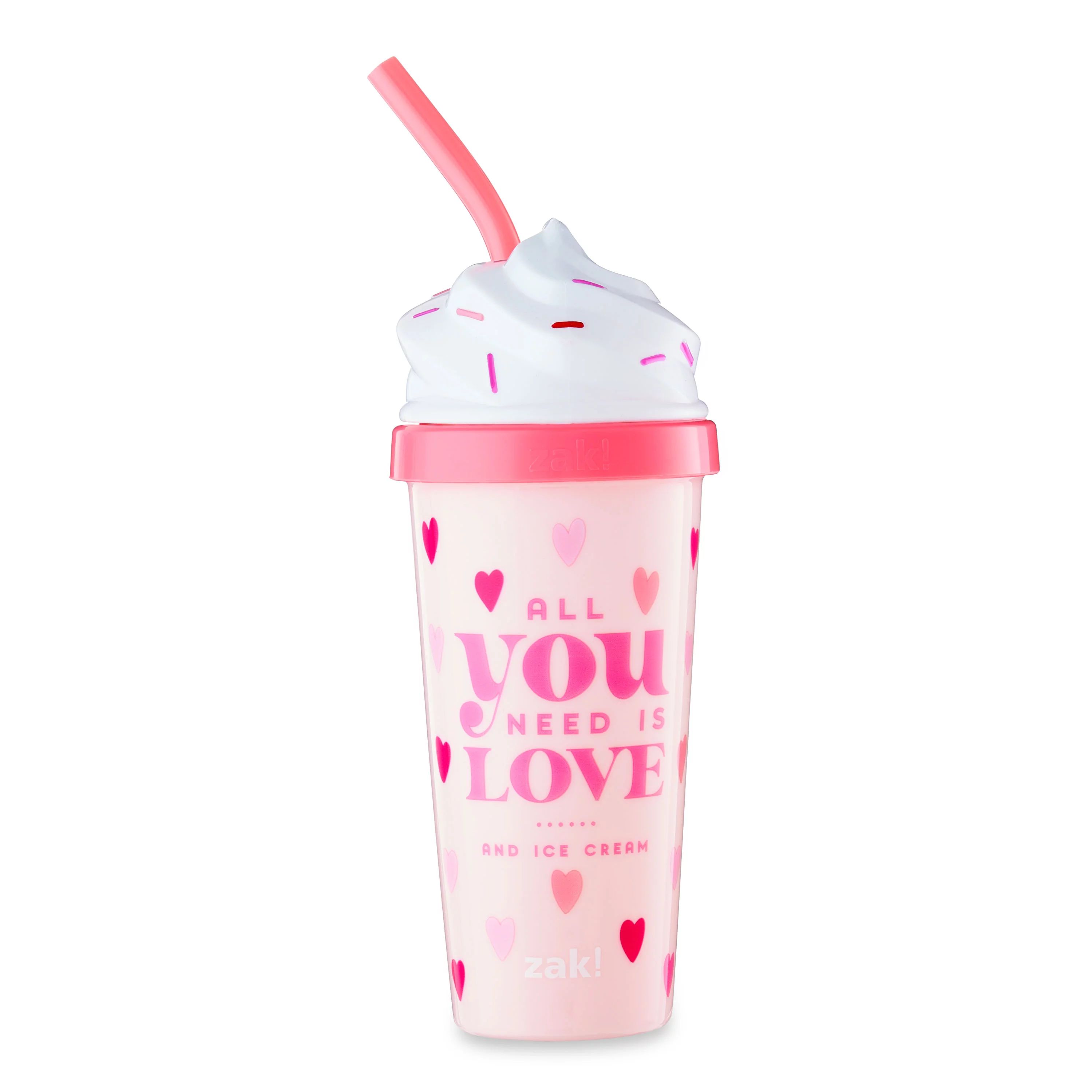 Zak Designs Valentines Day 18 ounce Reusable Plastic Tumbler with Straw and Sculpted Lid, Soft Se... | Walmart (US)