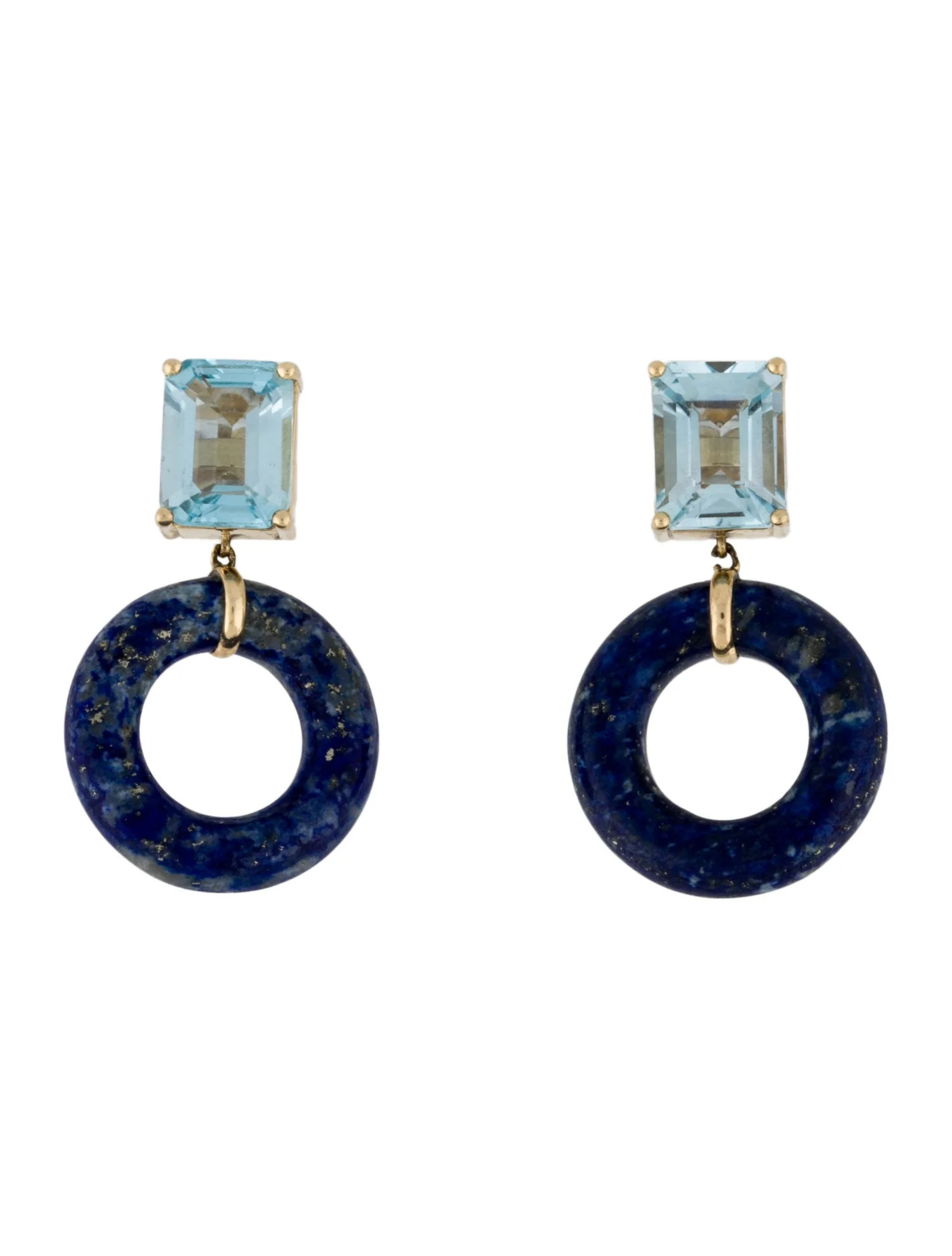 14K Topaz & Lapis Lazuli Hololith Drop Earrings | The RealReal