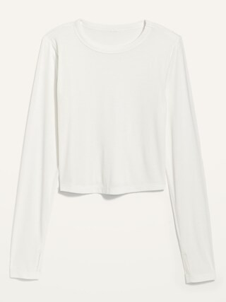 UltraLite Long-Sleeve Crew-Neck Ribbed Cropped Top for Women | Old Navy (US)