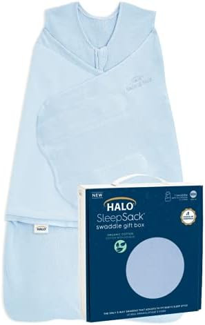 HALO Sleepsack Swaddle 100% Organic Cotton Newborn 1-Piece Gift Set with Box, TOG 1.5, 0-3 Months... | Amazon (US)