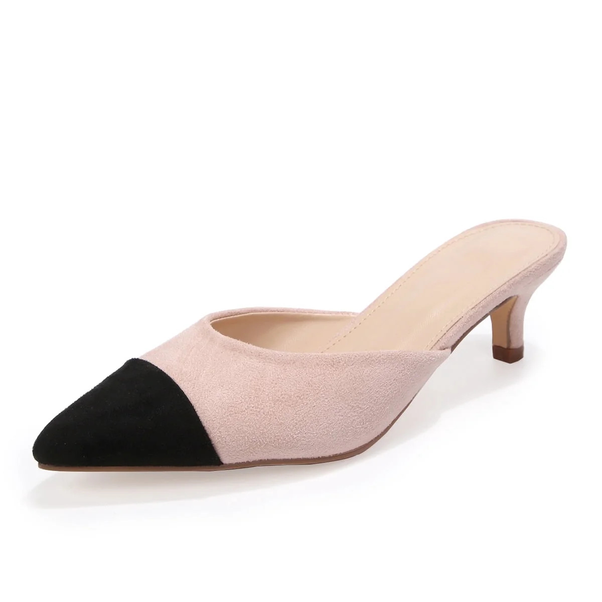 LuckLilac Women's Pointed Toe Mule Heels 2 Inch Two Tone Backless Slip-On Dress Shoes - Walmart.com | Walmart (US)