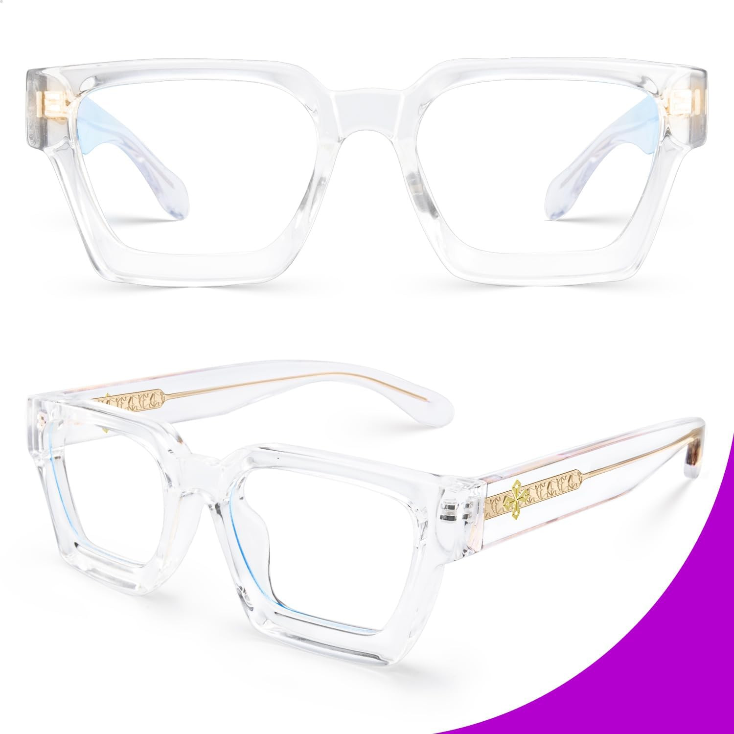 VISOONE Blue Light Blocking Glasses with TR90 Rectangle Frame and Chic Preppy Look for Women Men ... | Amazon (US)