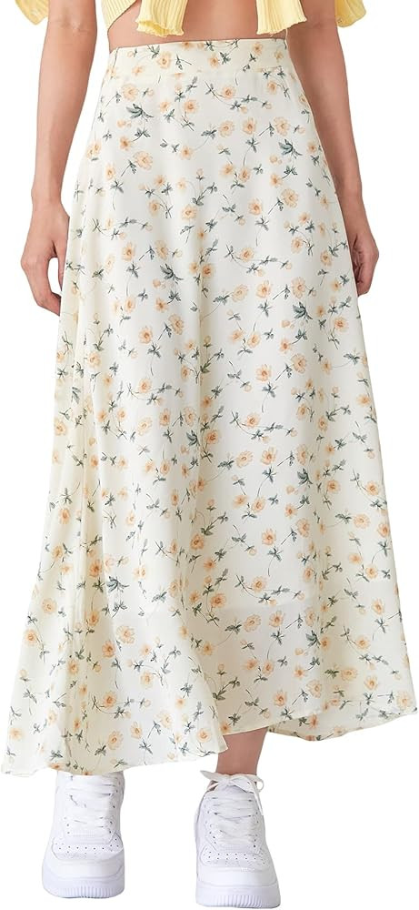 GORGLITTER Women's Floral Maxi Skirts Boho High Waisted Flowy Skirts | Amazon (US)