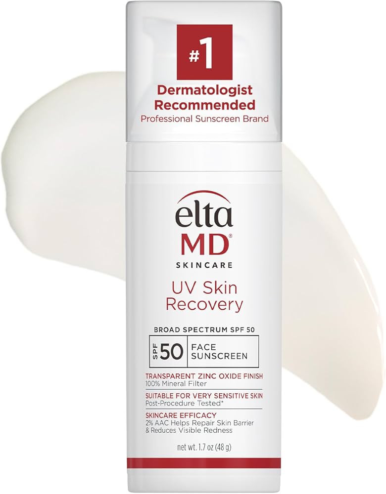 EltaMD UV Skin Recovery Face Sunscreen with Zinc Oxide, All Mineral, Safe for Sensitive Skin SPF ... | Amazon (US)