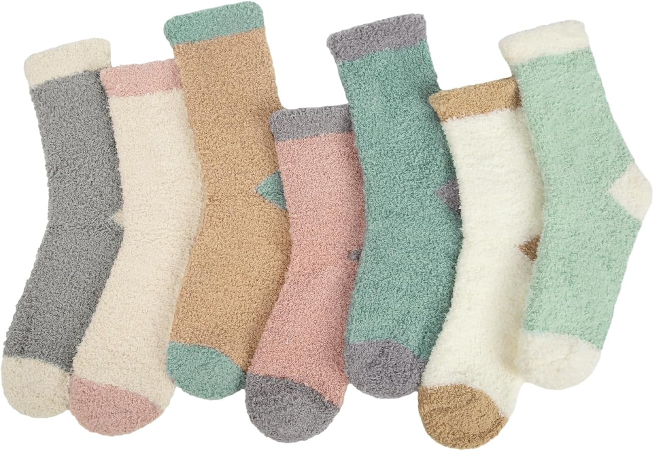 7 Pairs Womens Winter Fuzzy Socks Cozy Fluffy Socks Warm Fuzzy Christmas Socks for Women Gifts | Amazon (US)