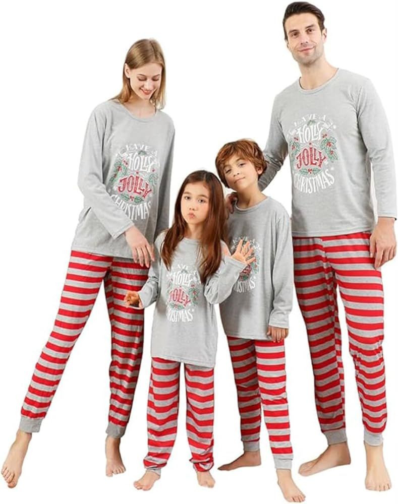 VNVNE Family Christmas Pajamas Matching Sets, Cute Christmas Printed Sleepwear Holiday Xmas PJs f... | Amazon (US)