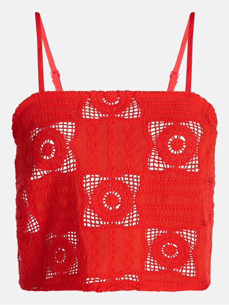 Time and Tru Women's and Women's Plus Cotton Crochet Coverup Tank Top, Sizes XS-3X | Walmart (US)