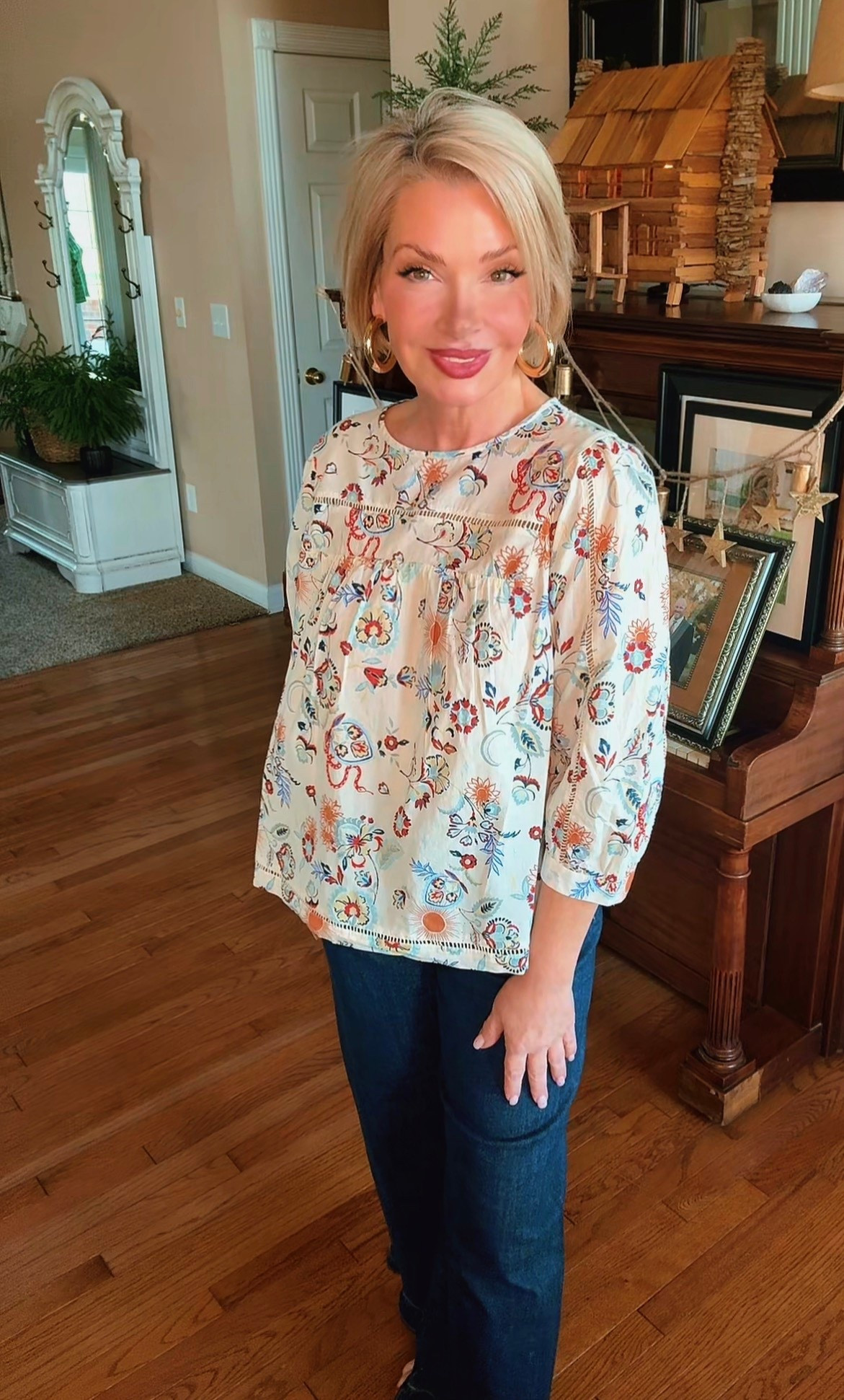 Belk Doorbuster top because who doesn’t love a good deal, paired with my tried and true Anthropologie jeans. Easy, comfy, real life cute. This is my running errands, lunch with a friend, feel put together without trying outfit. And yes, the top is lightweight and forgiving… the kind we actually wear.

#LTKmomlife #LTKootd #LTKSaleAlert
