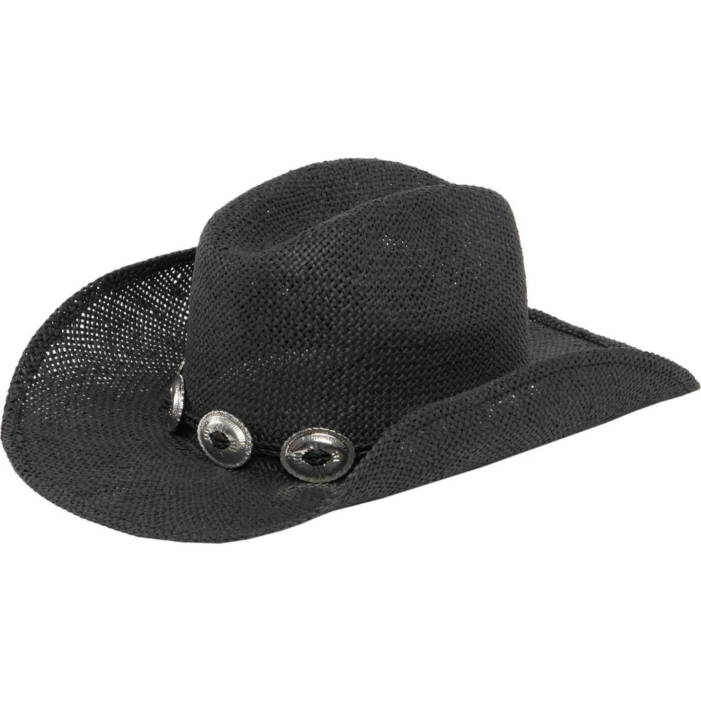 San Diego Hat Cattleman's Crease Woven Straw Cowboy Hat in Black at Nordstrom | Nordstrom