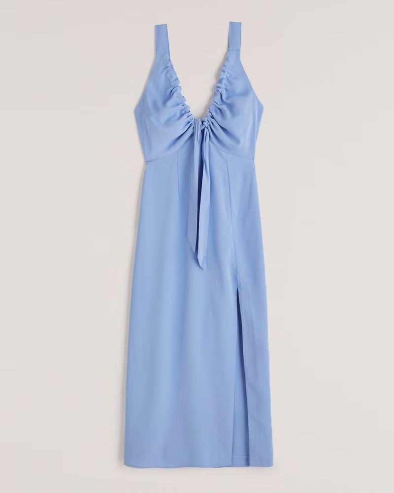 Cinched Neck Slip Midi Dress | Abercrombie & Fitch (US)