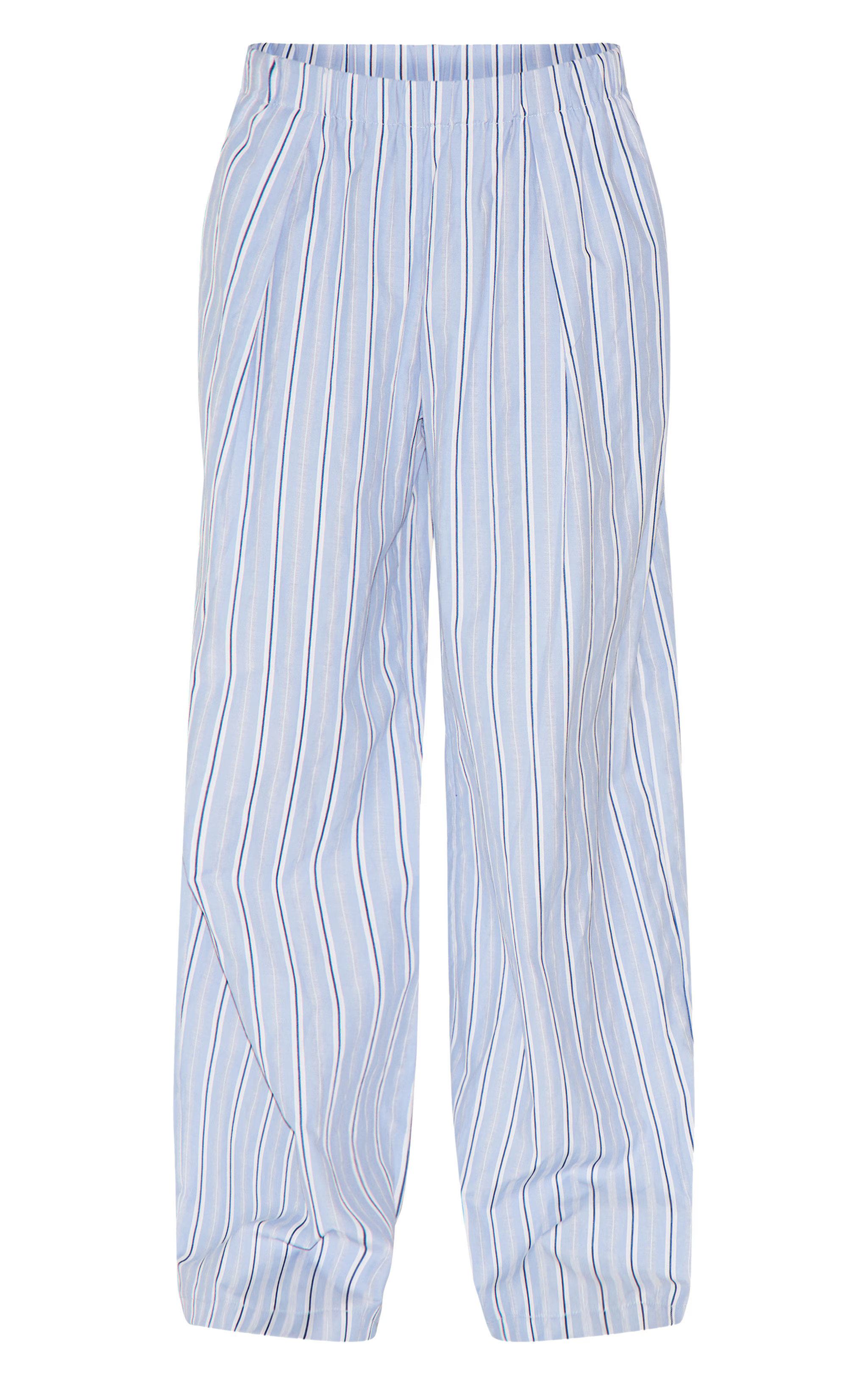 Blue Pinstripe Elasticated Waist Wide Leg Pants | PrettyLittleThing US