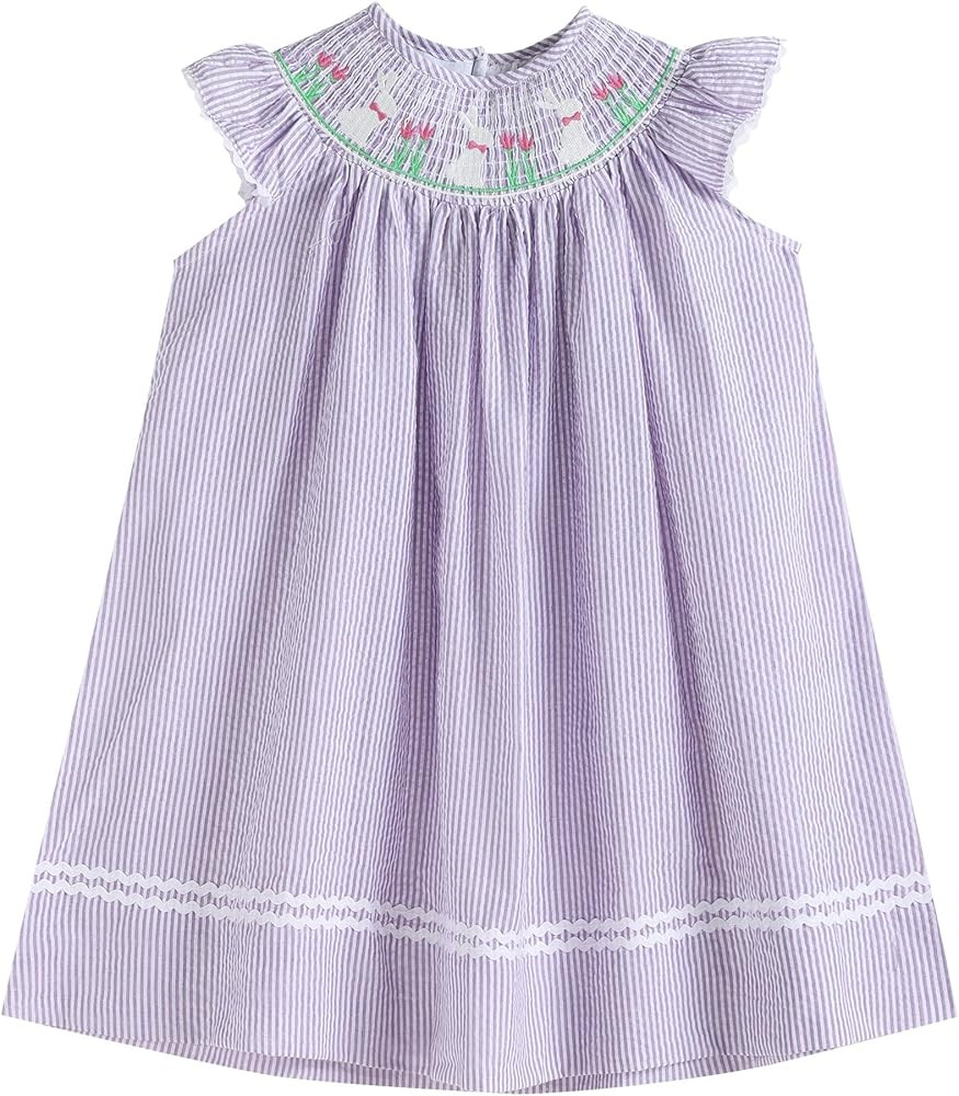 Lil cactus Baby and Girls Smocked Easter Bunny Bishop Dress | Amazon (US)