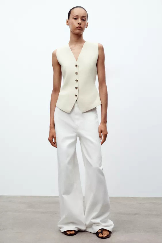 PLAIN KNIT WAISTCOAT TOP | Zara UK