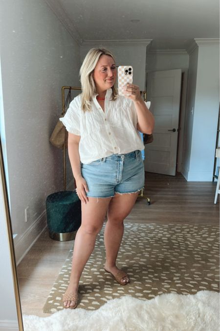 Loving this every day look from Anthropologie and Abercrombie. These denim shorts are a must and I love the weight of this linen top! Such a great look!

#LTKStyleTip #LTKFindsUnder100 #LTKMidsize