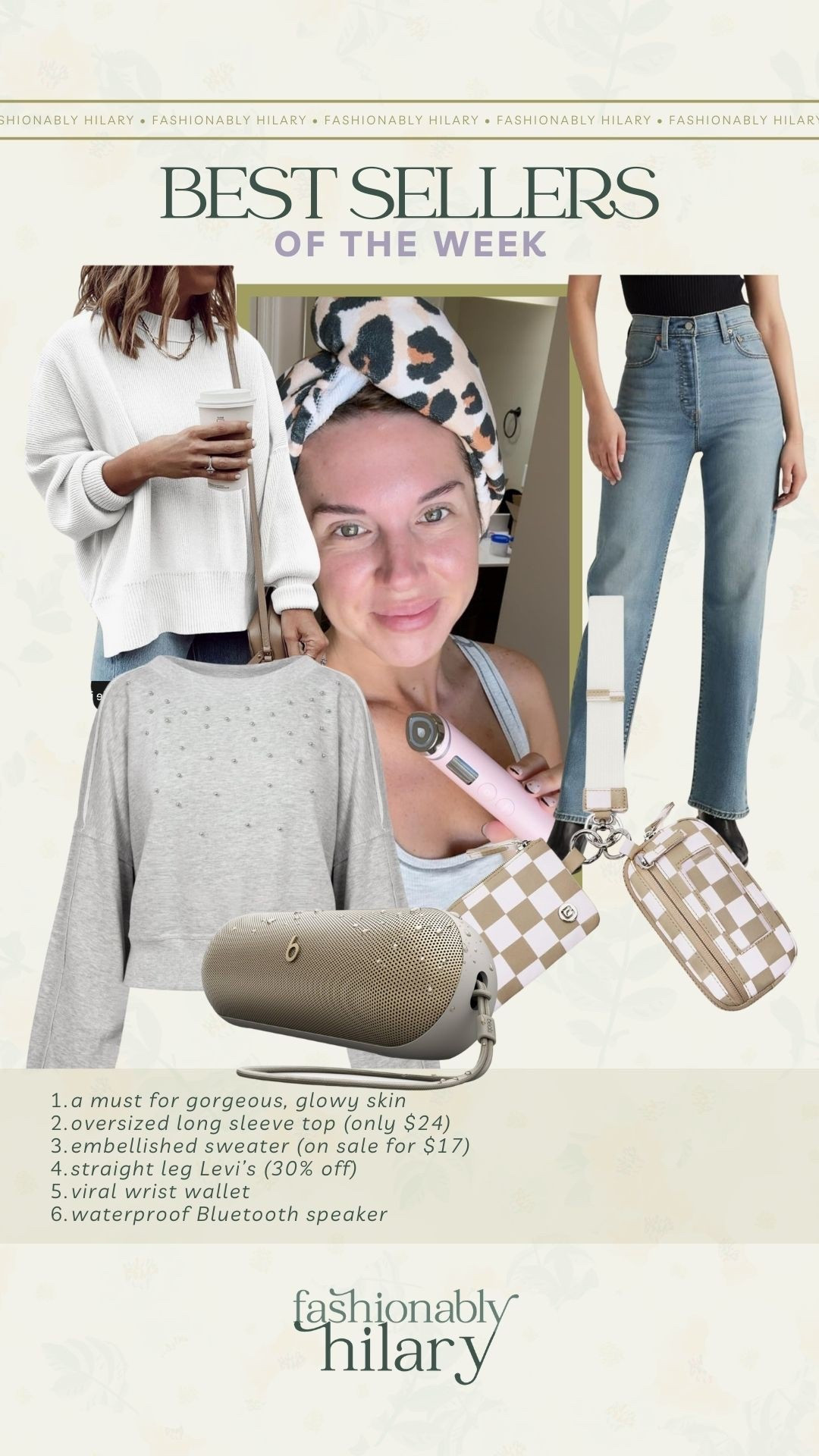 a must for gorgeous, glowy skin 
oversized long sleeve top (only $24)
embellished sweater (on sale for $17)
straight leg Levi’s (30% off)
viral wrist wallet 
waterproof Bluetooth speaker 

#LTKselfcare #LTKBeauty #LTKSeasonal