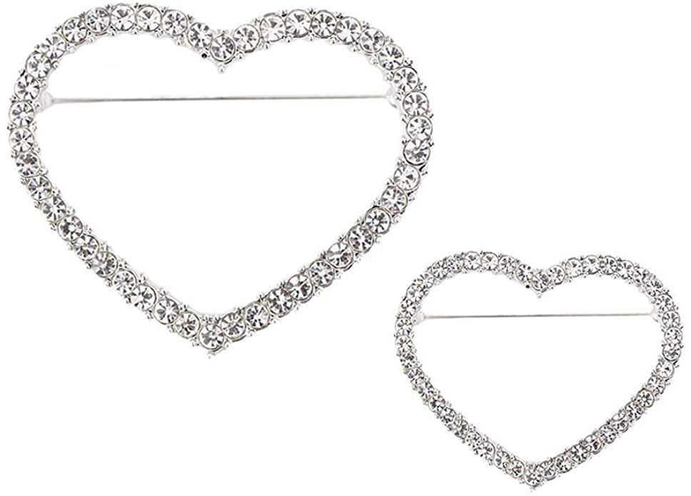 Joyci 2Piece Round Brooch Fully-Jewelled Cardigan Shawl Pins Fashion Sweater Scarves Lapel Pin Eu... | Amazon (US)