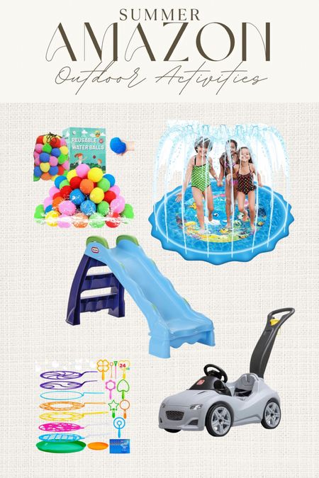 Outdoor summer activities for kids from Amazon! We have the splash pad and the car for when we go on our walks! The kiddos love them! 

#LTKBaby #LTKStyleTip #LTKKids