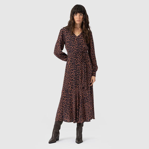 Allegra V Neck Dress - Brown Leopard | Saint + Sofia