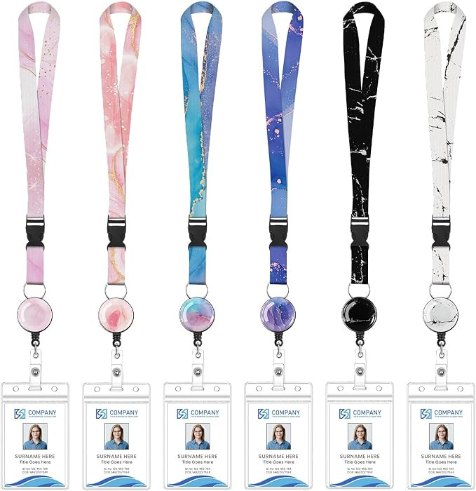 6 Pack Lanyards for Id Badges, Badge Lanyard Retractable Lanyard Detachable Cruise Lanyard with W... | Amazon (US)