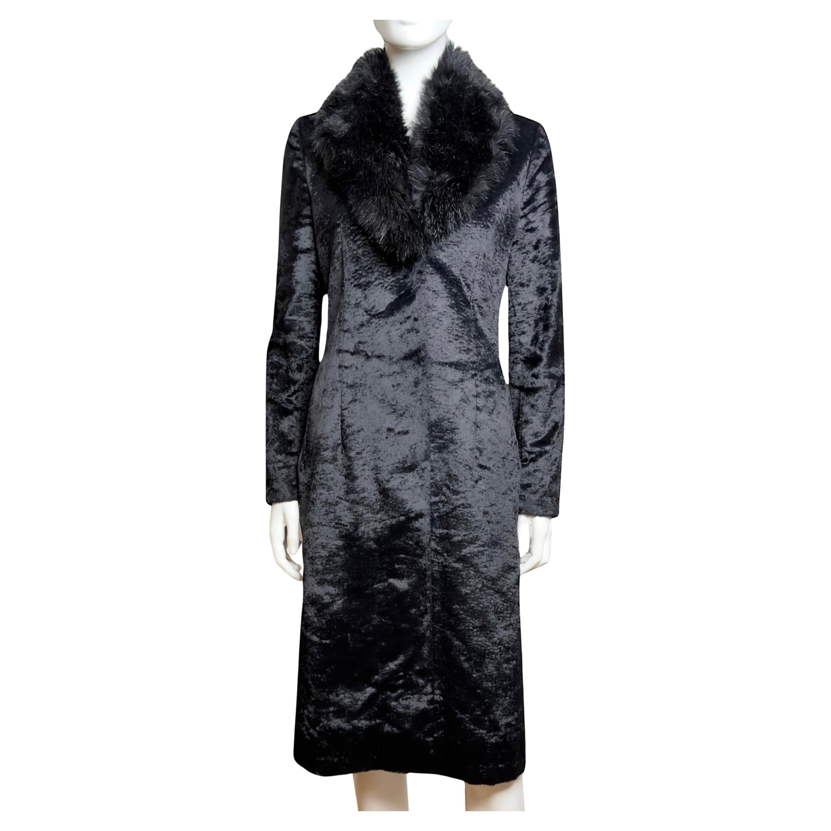Miu Miu F/W 2000 Faux Astrakan Fur Coat with Detachable Collar | 1stDibs