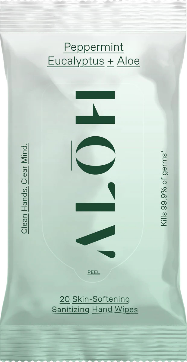 Peppermint Eucalyptus + Aloe Skin-Softening Sanitizing Hand Wipes | ALŌH