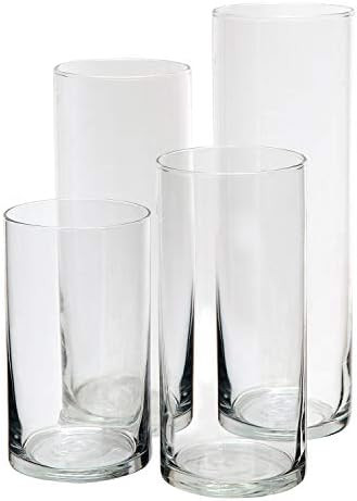 Royal Imports Glass Cylinder Vases for Centerpieces – Set of 4 Clear Hurricane Vases for Weddin... | Amazon (US)