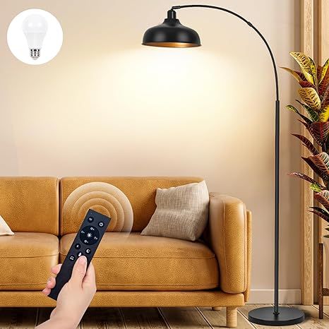 Arch Floor Lamps with Remote - Dimmable Floor Lamp 70”, Black Tall Lamp with 360° Adjustable H... | Amazon (US)