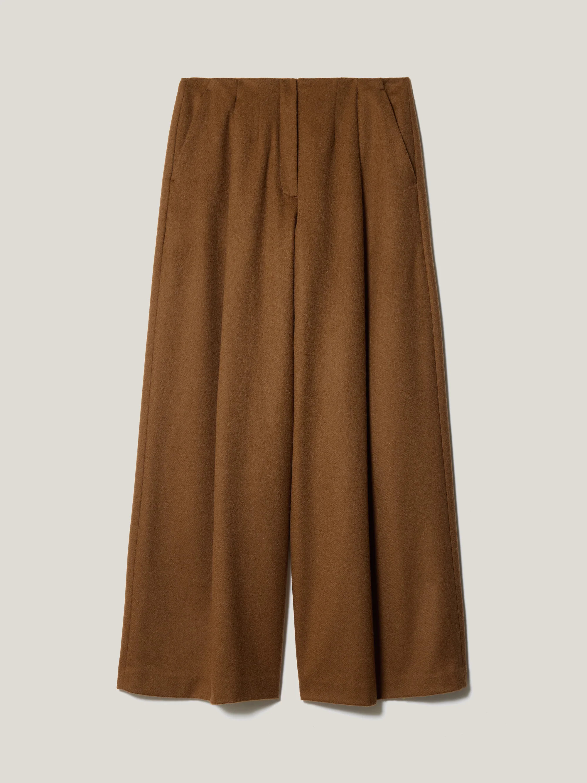 Wool High Waist Pleat Trouser | Brown | Jigsaw (UK)