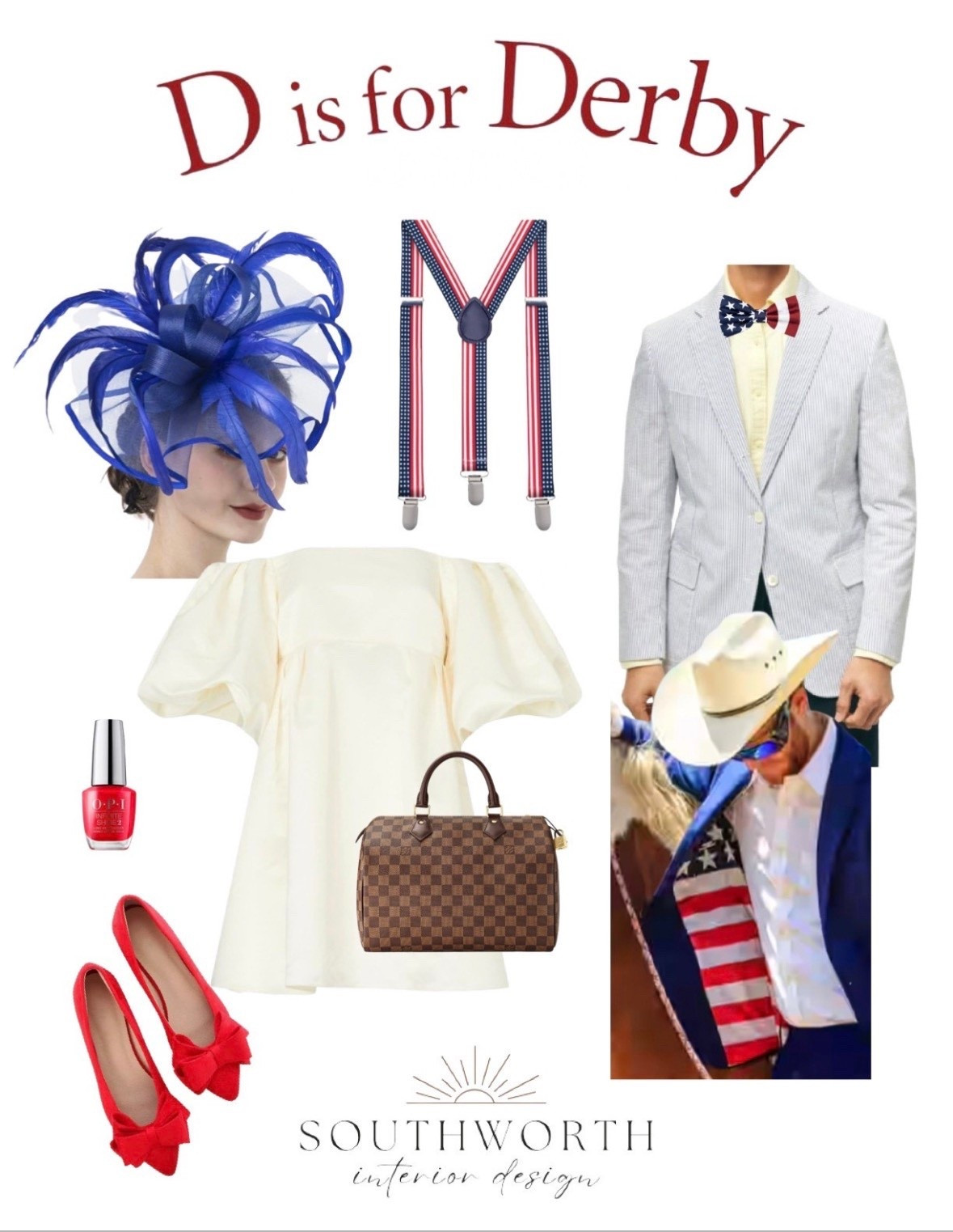 Kentucky Derby Couples Matching Outfit 

fascinator | comfortable dress flats | pointed flats | Louis Vuitton | luxury purse | menswear | bachelorette dress | rehearsal dress | bridal shower dress | Kentucky Derby | nail polish | red shoes | white dress | seersucker | suspenders | bow tie | USA

#LTKMens #LTKOver40 #LTKSeasonal