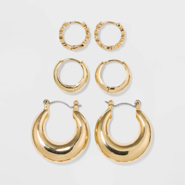 Trio Hoop Earring Set 3pc - Wild Fable™ | Target