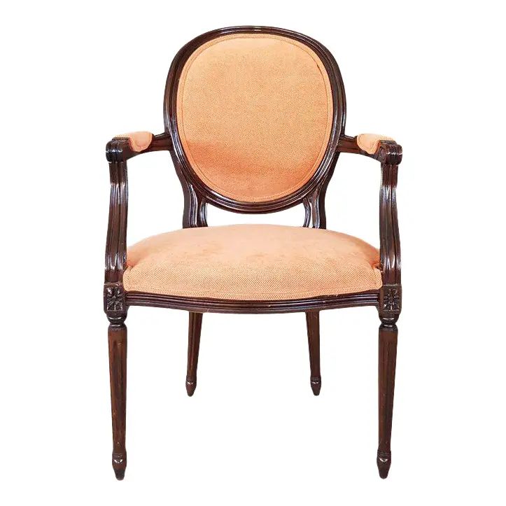 Louis XVI Velvet Newly Upholstered Arm Chair | Chairish
