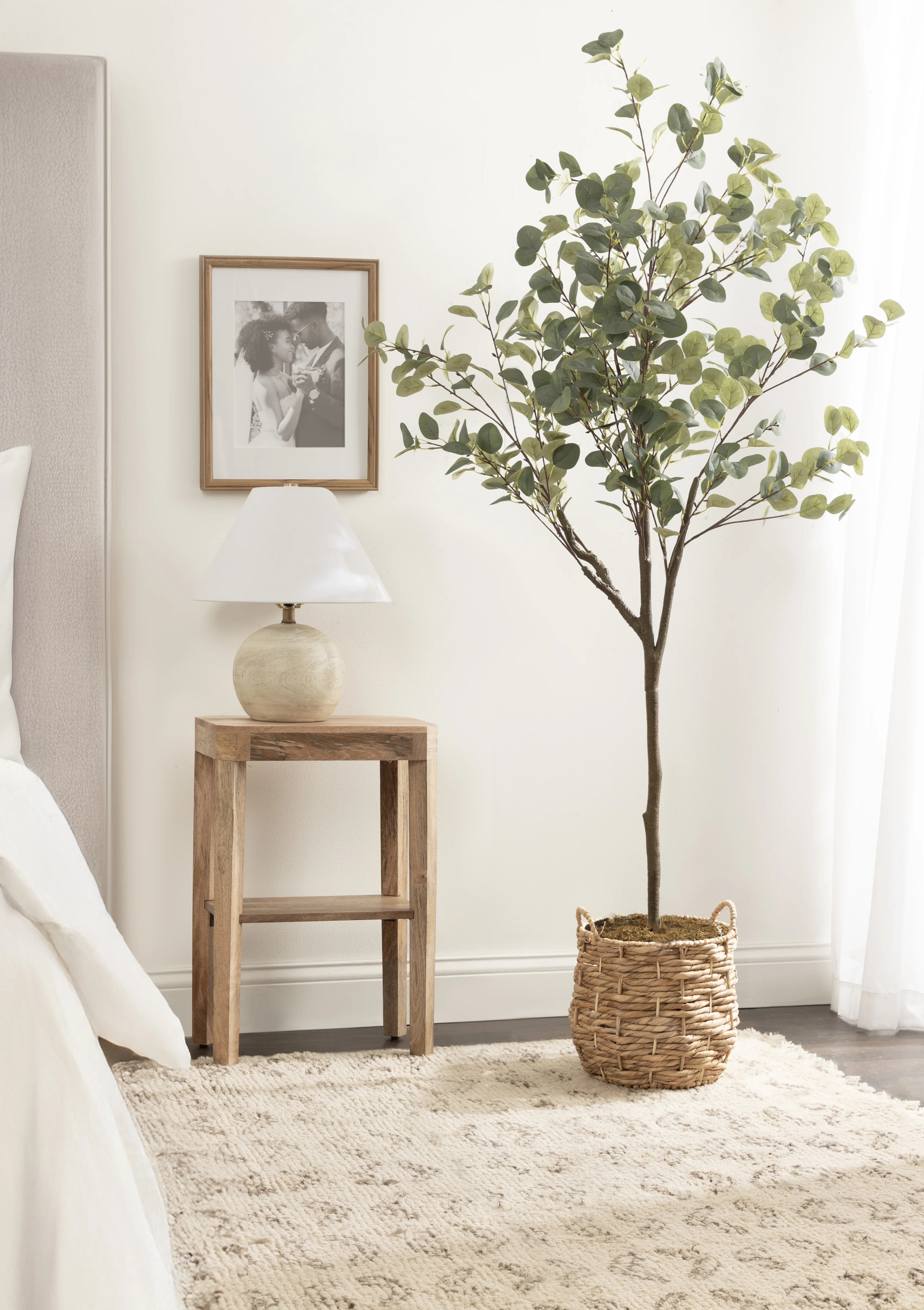 Joanie Faux Eucalyptus Tree with Livia Woven Basket | Wayfair North America