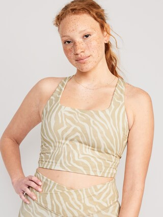 Light Support PowerChill Cross-Back Longline Sports Bra for Women | Old Navy (US)