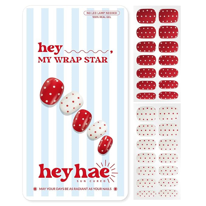 Heyhae Semi Cured Gel Nail Strips | No LED Lamp Needed | Winter, Red, Polka Dots | Easy Apply & R... | Amazon (US)