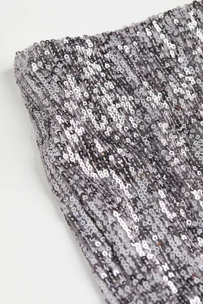 Sequined trousers - Silver-coloured - Ladies | H&M IE | H&M (UK, MY, IN, SG, PH, TW, HK)