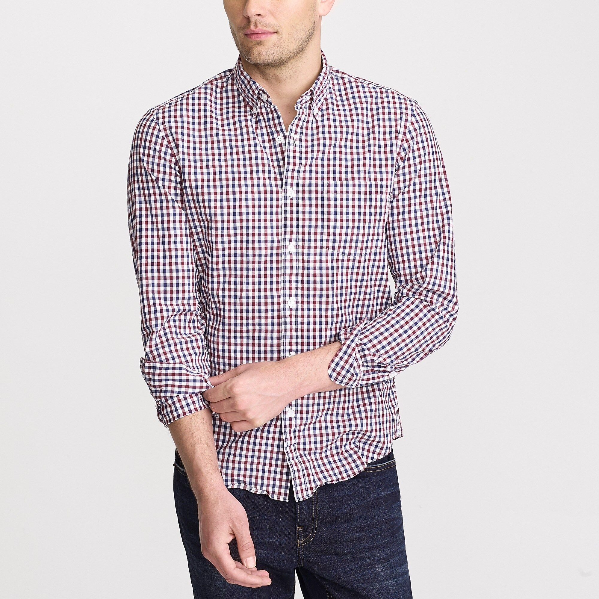 Slim-fit flex washed shirt in small gingham | J.Crew Factory