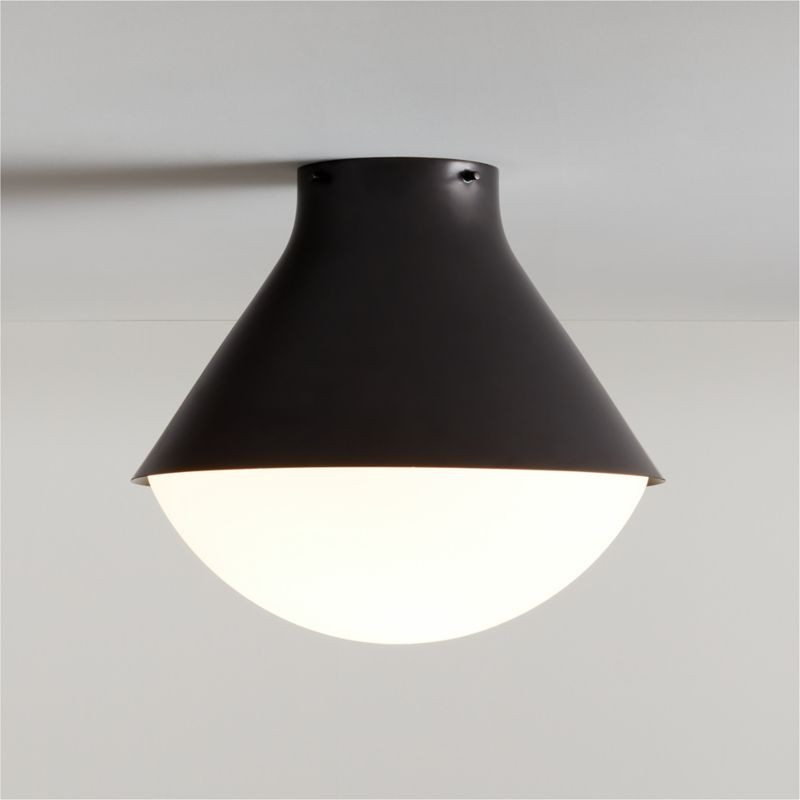 Rainier Black Conical Flush Mount Light + Reviews | Crate & Barrel | Crate & Barrel