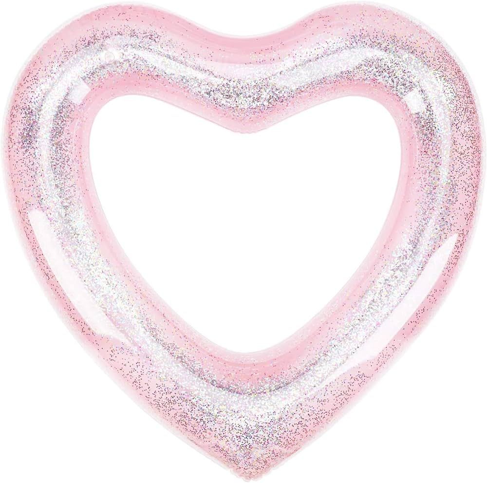 Tzsmat Giant Inflatable Heart Pool Float with Glitter Inside | Amazon (US)