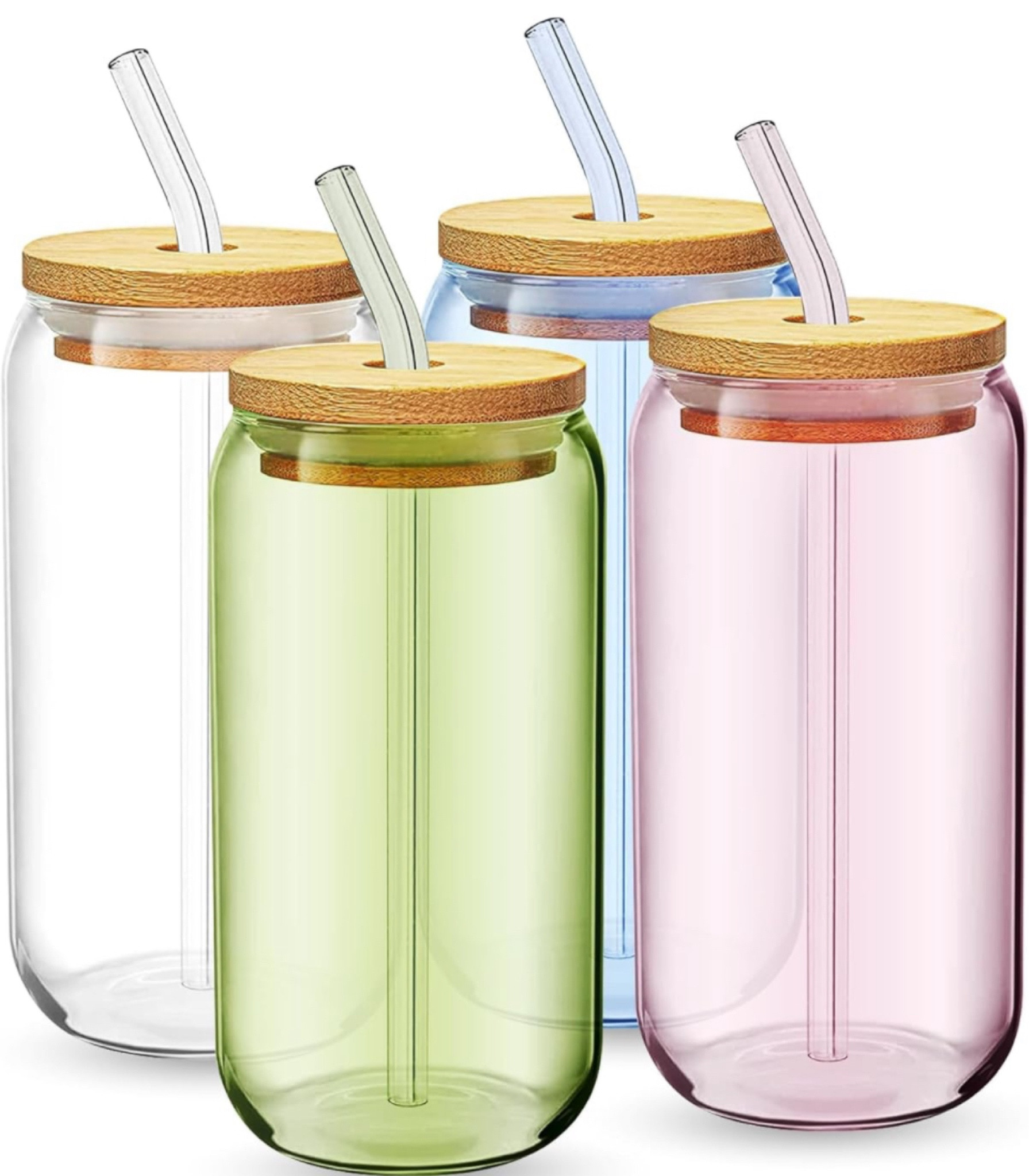 fullstar Tumblers with Lids - Drinking Glasses, Iced Coffee Cups with Bamboo Lids (4 Pack, Multicolor, No Sleeves)

#LTKHome #LTKGiftGuide