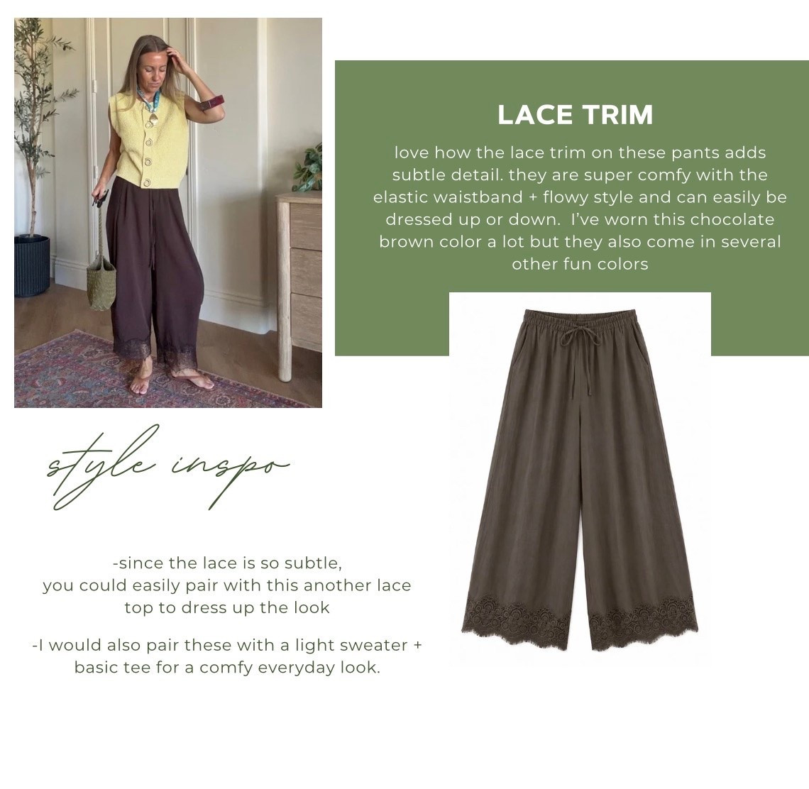Lace trim pants

#LTKootd #LTKgrwm #LTKPetite
