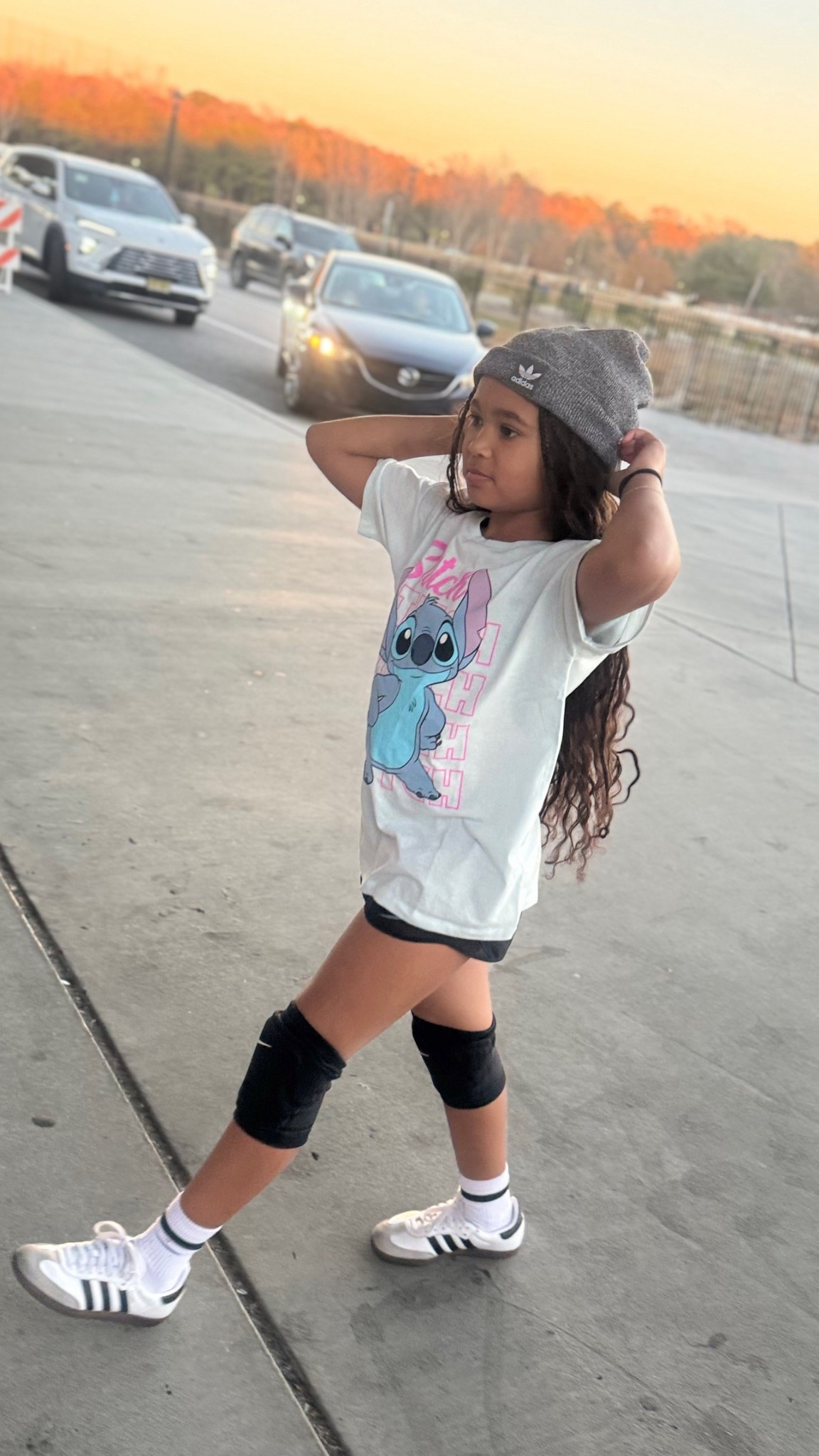 Scarlett was ready for Volleyball!! Stitch // active wear // beanie // lululemon // braids 