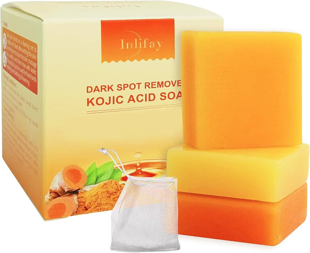 Inlifay Kojic Acid Soap Dark Spot Remover : Turmeric Soap with Vitamin C, Vitamin E, Retinol, Col... | Amazon (US)