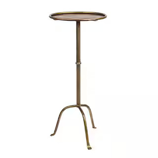 Storied Home 12.37 in. Antique Brass Round Metal Martini Cocktail End Table EC1446 - The Home Dep... | The Home Depot