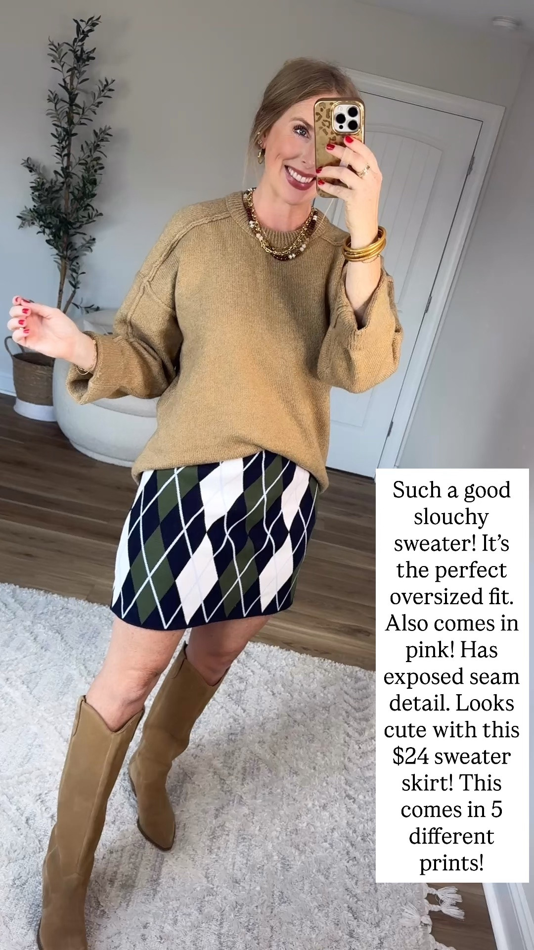Walmart outfit with the sweater skirt and oversized sweater

#LTKootd