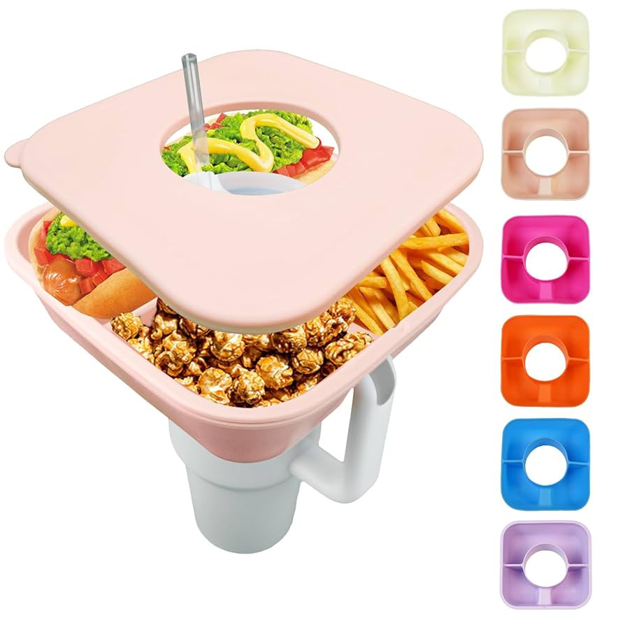Snack Bowl for Stanley Cup 40 oz Tumbler Snack Tray Reusable Snacks Holder with Lid, Silicone Sna... | Amazon (US)