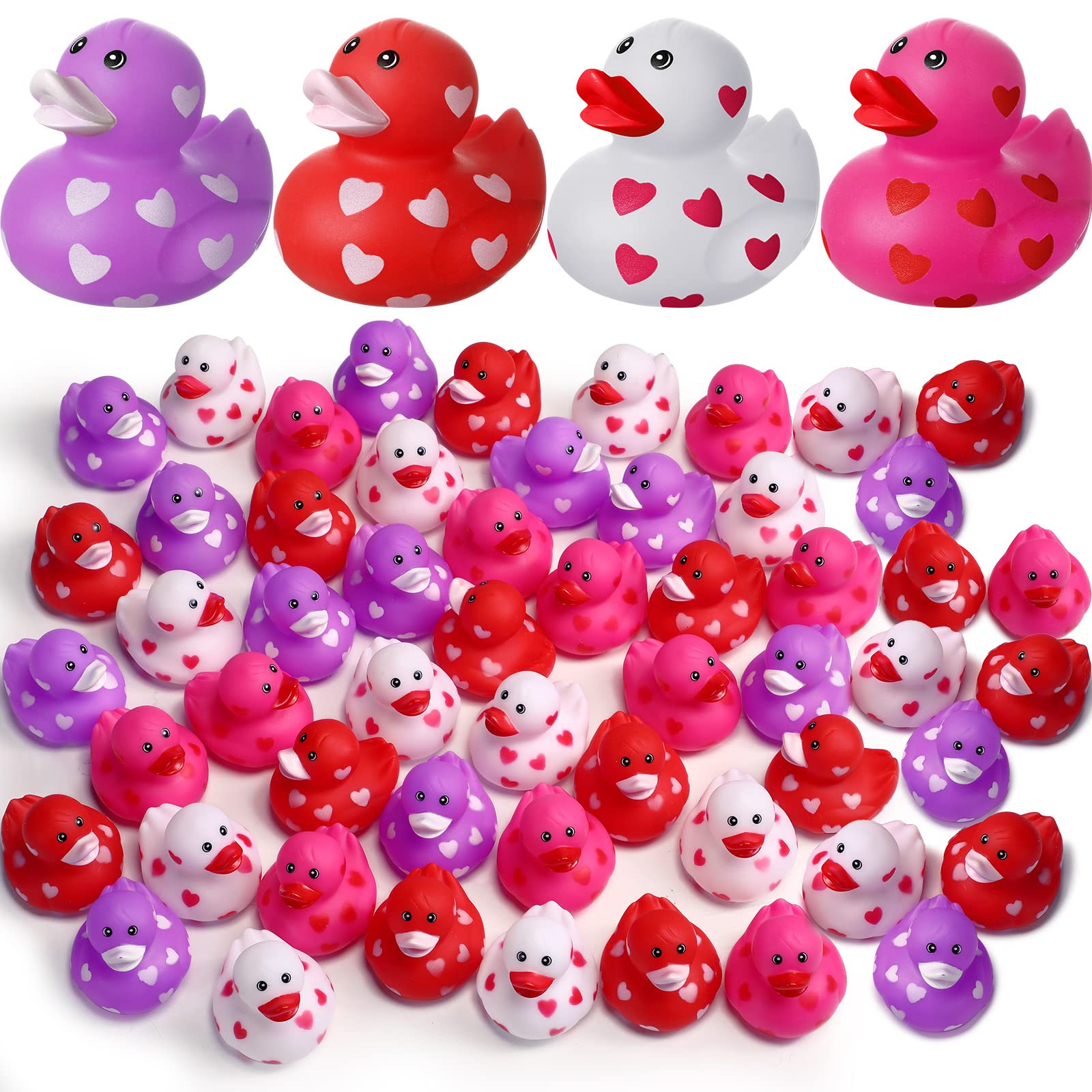Jerify 12 Pcs 2 Inch Valentine Rubber Duckies Packs Valentine's Day Heart Small Tiny Rubber Ducks... | Amazon (US)