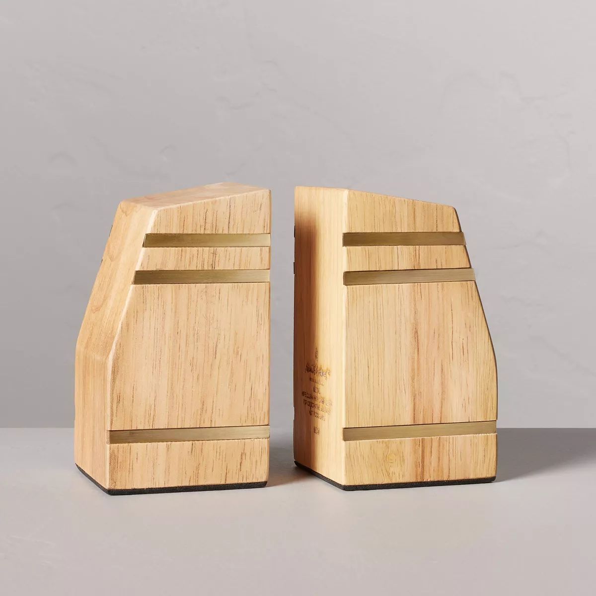 Wooden Wedge Bookends with Brass Inlay (Set of 2) - Hearth & Hand™ with Magnolia | Target